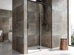 Paroi de douche coulissante, L. 95 à 200 cm, Hauteur 195 cm, STOCK DISPONIBLE, verre de sécurité et traité anti-calcaire, finition NOIR. livraison offerte et rapide.